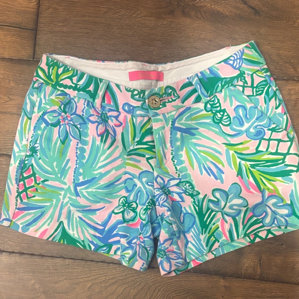 Lilly Pulitzer Pink and Green Floral Women's Shorts